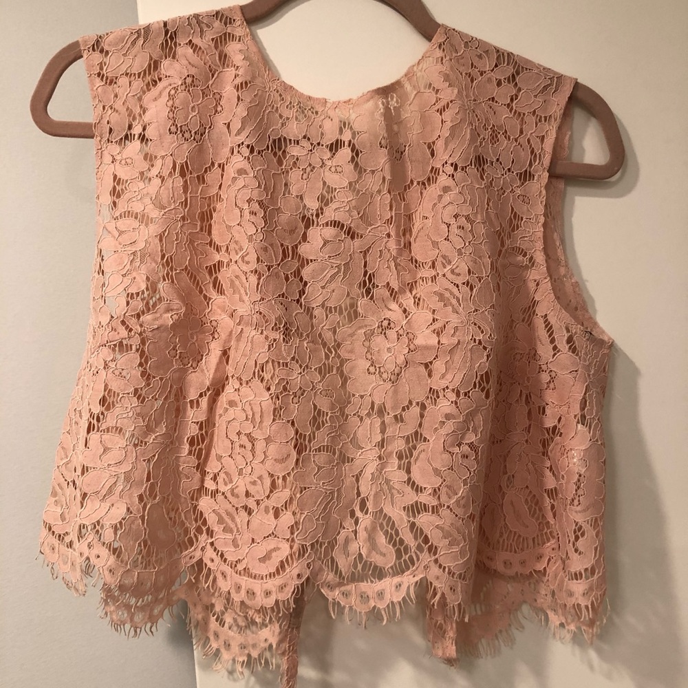 Blush lace crop top